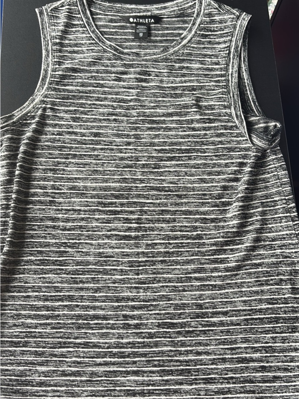 Athleta Black & White Striped Sleeveless Top